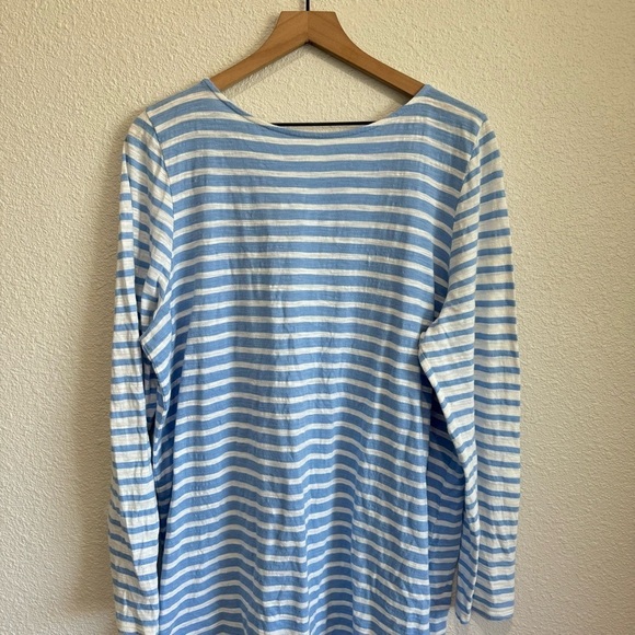 J. Jill Women's XL Striped Long Sleeve Tunic Blue Boho Button Back Coastal - Picture 2 of 7